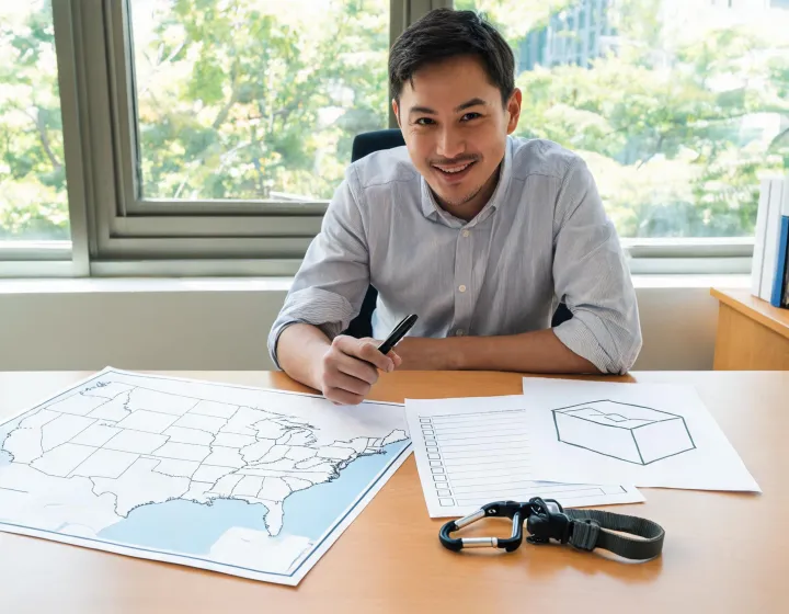 Hiking gear RFQ planning desk
