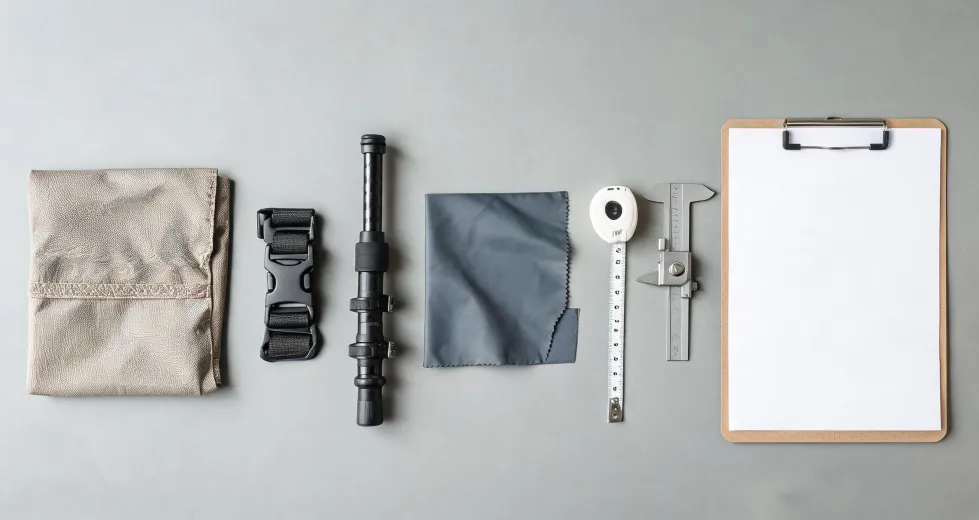 Hiking gear sample planning bench